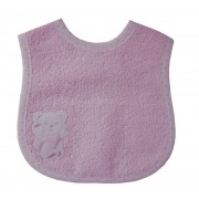 Terry Baby Bib with Strap Closure - Pink Teddy Bear